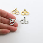 20mmx20mm Pewter Stationary Handcuff Police Charm in Antique Gold (2pc)