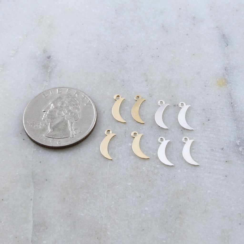Sterling Silver or 14K Gold Filled Crescent Moon Lightweight Delicate (4pc)
