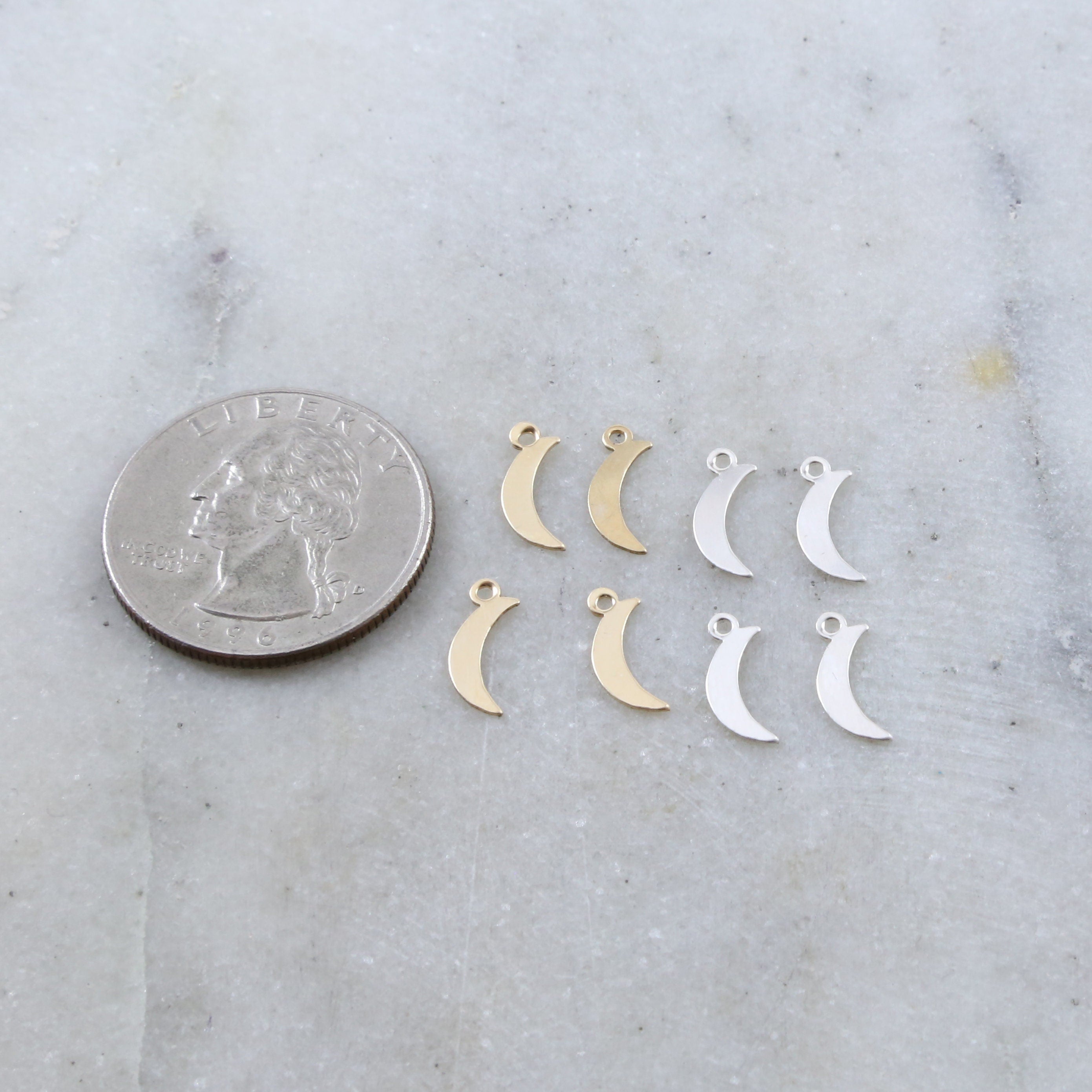 Sterling Silver or 14K Gold Filled Crescent Moon Lightweight Delicate (4pc)
