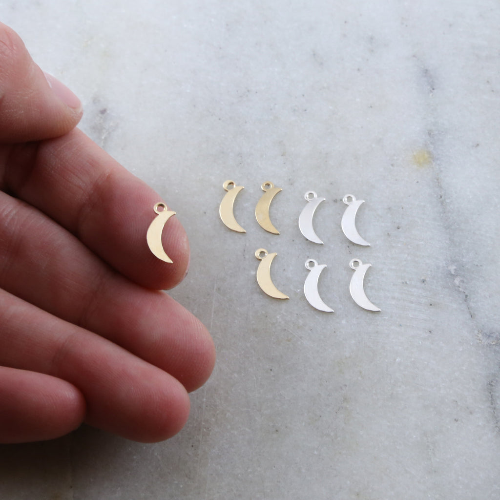 Sterling Silver or 14K Gold Filled Crescent Moon Lightweight Delicate (4pc)