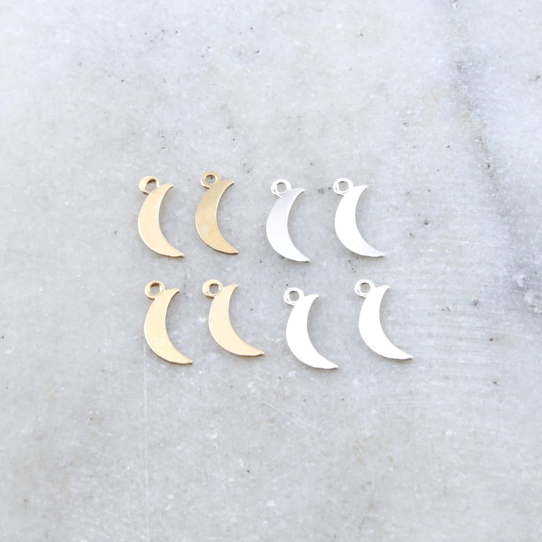 Sterling Silver or 14K Gold Filled Crescent Moon Lightweight Delicate (4pc)