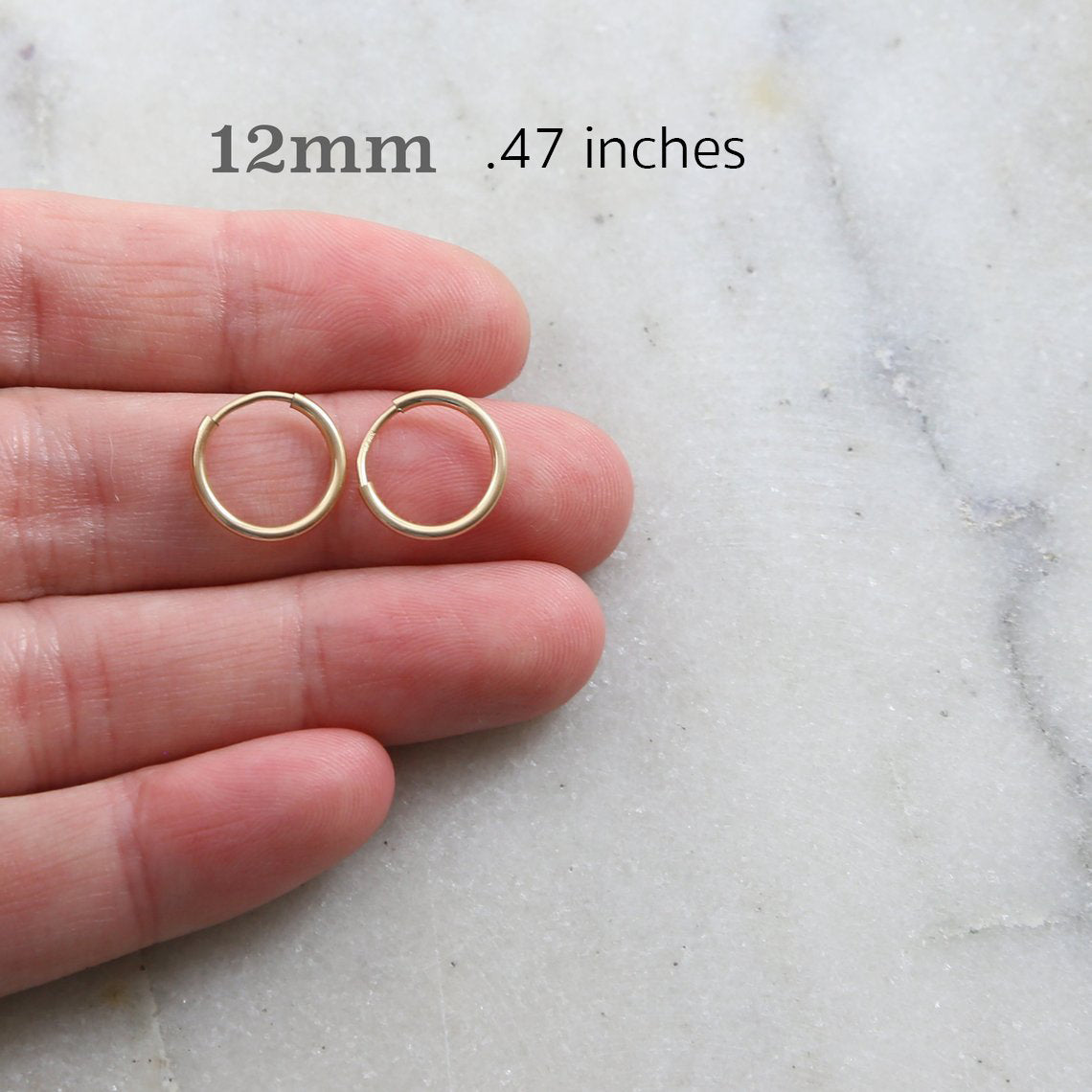 14K Gold Filled Small Endless Hoop Earrings 16mm 14mm 12mm 9mm Earring (2pc)
