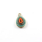 19mmx12mm Base Metal Teardrop Colorful Red and Blue Crystal Beaded Tribal