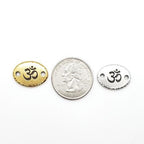 20mmx14.5mm Pewter Om Ohm Stamped Embossed Oval 2 Hole Connector Charm