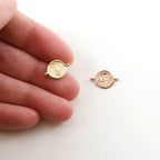Rhodium Plated Sparkling Single CZ Coin Disc Gold or Rose Gold Cubic