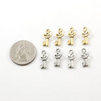 17mmx8mm Pewter Tiny Small Three Loop Key Charm Best Friend Charm (4pc)