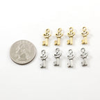 Pewter Tiny Small Three Loop Key Charm Best Friend Charm (4pc)