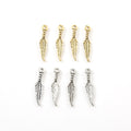 25mmx5mm Pewter Dainty Tiny Small Dainty Modern Feather Charm Necklace (4pc)