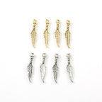 25mmx5mm Pewter Dainty Tiny Small Dainty Modern Feather Charm Necklace (4pc)