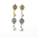 32mmx12mm Pewter Fancy Delicate Key Charm Best Friend Charm Necklace (2pc)