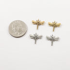 15mmx17mm Pewter Flying Dragonfly Wings Charm Fantasy Pendant (2pc)