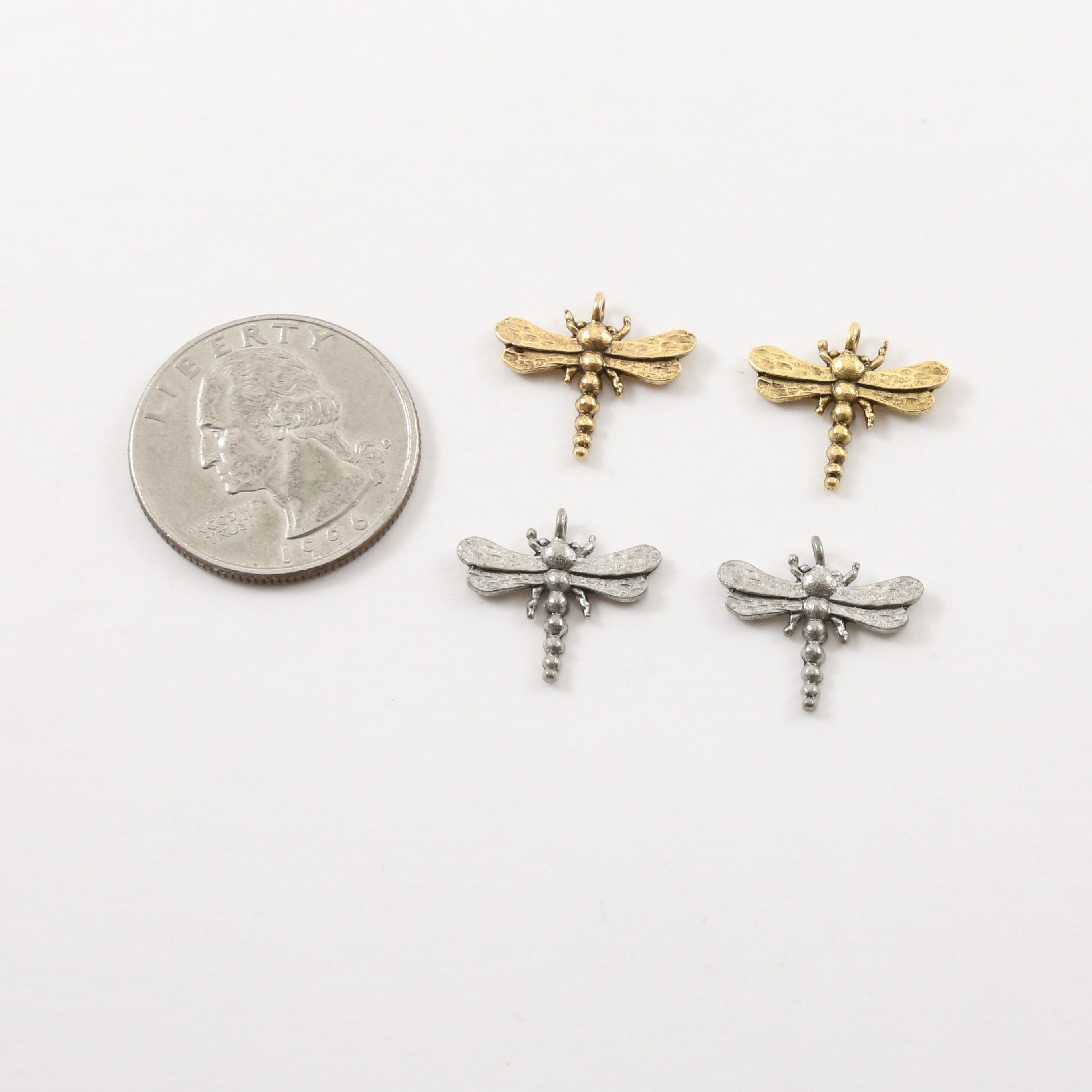 15mmx17mm Pewter Flying Dragonfly Wings Charm Fantasy Pendant (2pc)