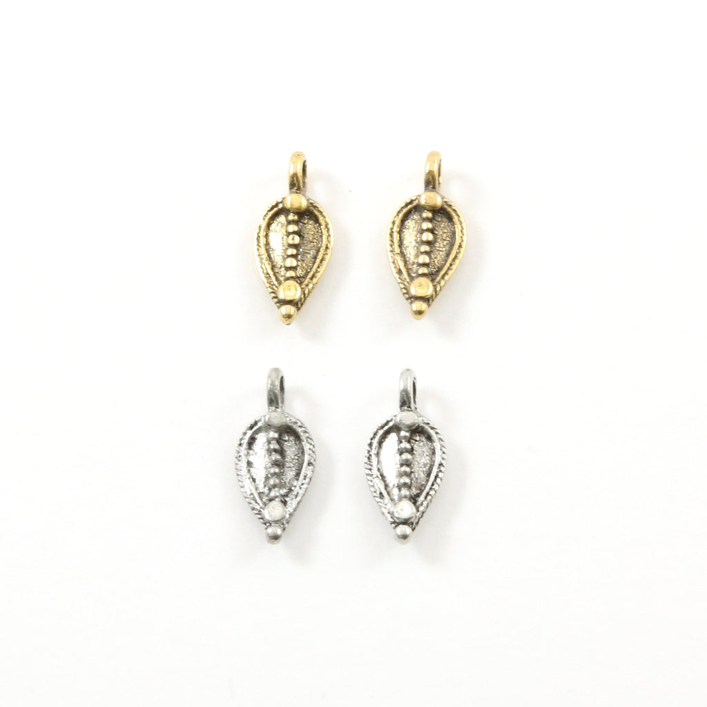 15mmx7mm Pewter Abstract Pointed Leaf Nature Pendant Charm Antique Gold (2pc)