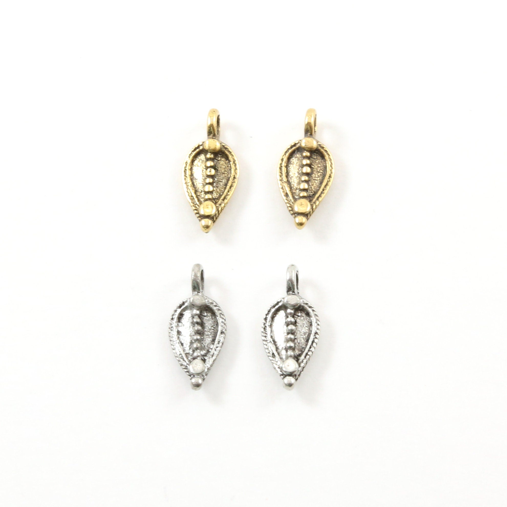 15mmx7mm Pewter Abstract Pointed Leaf Nature Pendant Charm Antique Gold (2pc)
