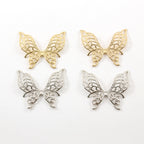 40mmx35mm Pewter Large Lightweight Flying Butterfly Filigree Wings Charm (2pc)
