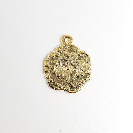 Gold Plated or Brass 16 Mm Vintage 2 Sided Portrait Pendant Coin Charm