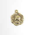 Gold Plated or Brass 16 Mm Vintage 2 Sided Portrait Pendant Coin Charm
