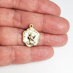 Gold Plated or Brass 16 Mm Vintage 2 Sided Portrait Pendant Coin Charm