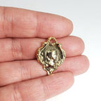 Gold Plated or Brass 25 Mm Vintage Santa Maria Portrait Pendant Coin Charm