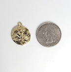 Gold Plated or Brass 18 Mm Vintage Rose Coin Charm Pendant Polished Gold Coin