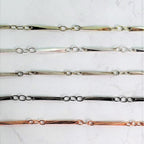 15mmx1.5mm Brass Long Twisted Bar Link Chain in Antique – Sold by the Foot