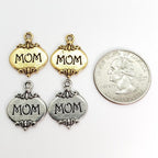 20mmx16mm Pewter Mom Two Sided Charm Heart Best Friend Charm Mothers Day (2pc)