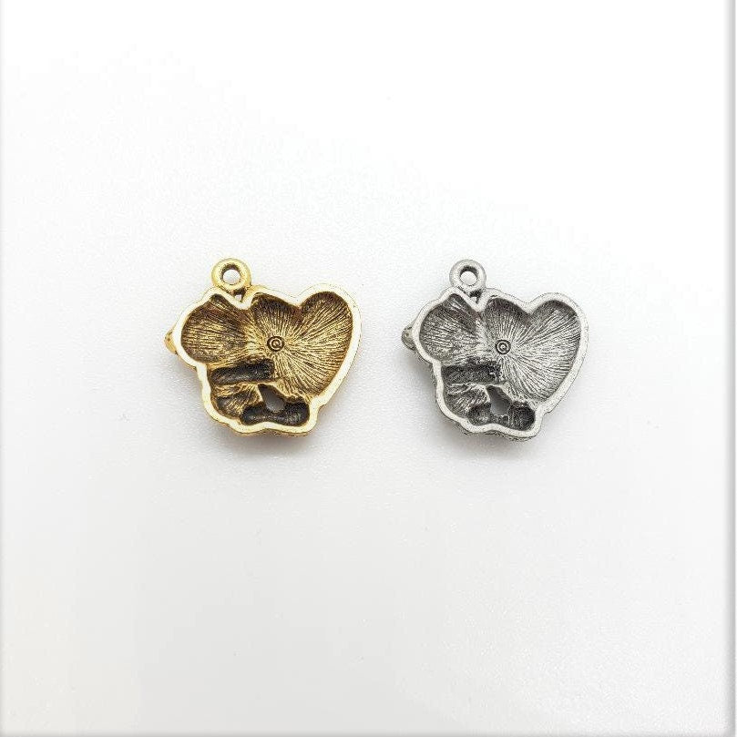 Pewter 2 Metal "Be My Valentine" Heart Bear Charm Pendant (2pc)