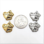 Pewter 2 Metal "Be My Valentine" Heart Bear Charm Pendant (2pc)