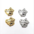 Pewter 2 Metal "Be My Valentine" Heart Bear Charm Pendant (2pc)