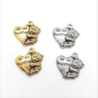 Pewter 2 Metal "Be My Valentine" Heart Bear Charm Pendant (2pc)