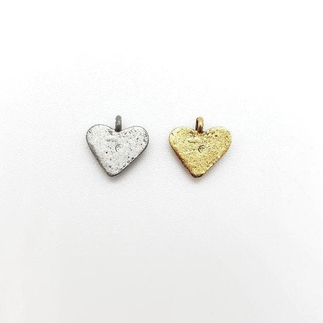 Pewter Sweet Heart Metal Charms Small Pendants Antique Silver (4pc)