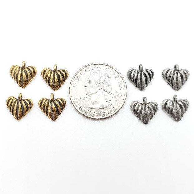 Pewter Sweet Heart Metal Charms Small Pendants Antique Silver (4pc)