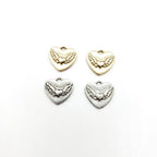 Pewter Layered Wing Heart with Loop Charm Love Friendship (2pc)