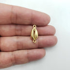 20mmx9mm Pewter 1 Silver or Gold Tiger Cowrie Shell Connector Ocean