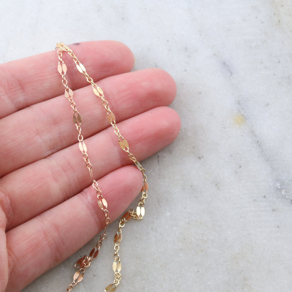 14K Gold Filled 14K GF Double Bar Link Flat Delicate – Sold by the Foot
