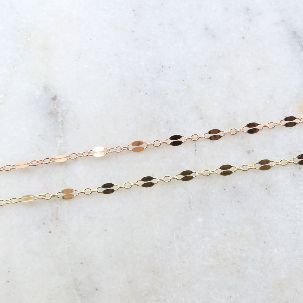 14K Gold Filled 14K GF Double Bar Link Flat Delicate – Sold by the Foot