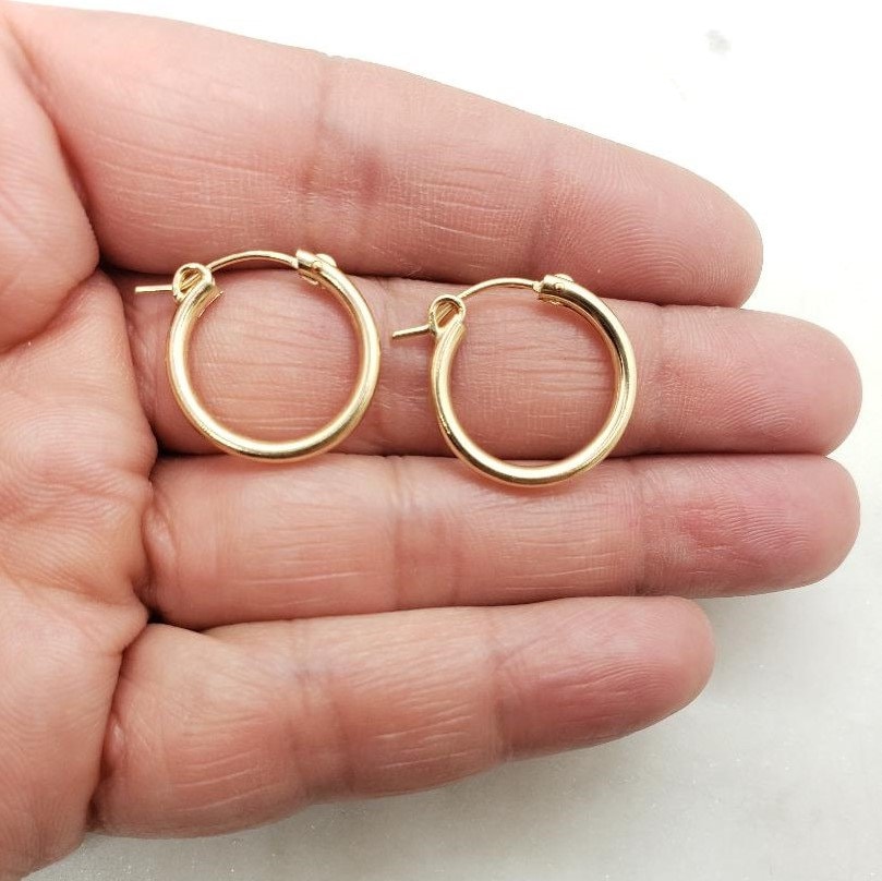 Gold Filled 14Kt Thick Flex Tube Hoop Earrings 18mm 15mm 13mm (2pc)
