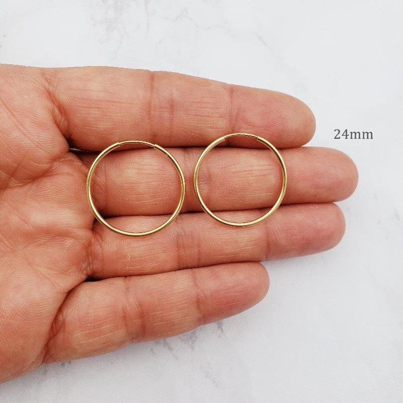 14K Gold Filled Large Endless Hoop Earrings 20mm 24mm 30mm 35mm Earring (2pc)