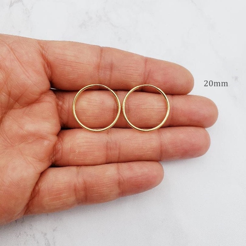 14K Gold Filled Large Endless Hoop Earrings 20mm 24mm 30mm 35mm Earring (2pc)
