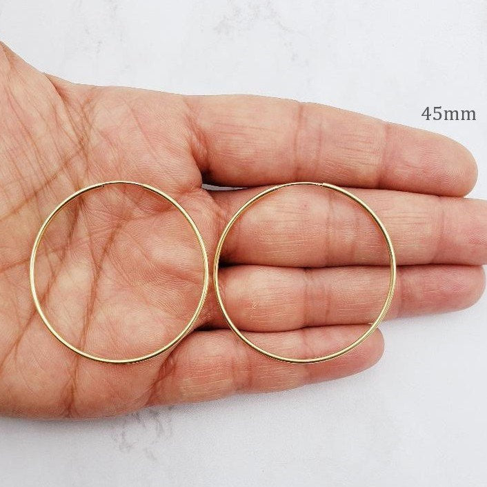 14K Gold Filled Large Endless Hoop Earrings 50mm 45mm 40mm Earring (2pc)