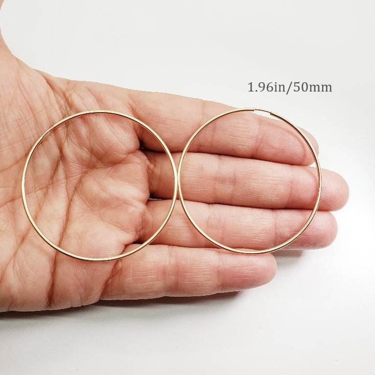 Rose Gold Filled 14K Small Endless Hoop Earrings 30mm,35mm,40mm 50mm (2pc)