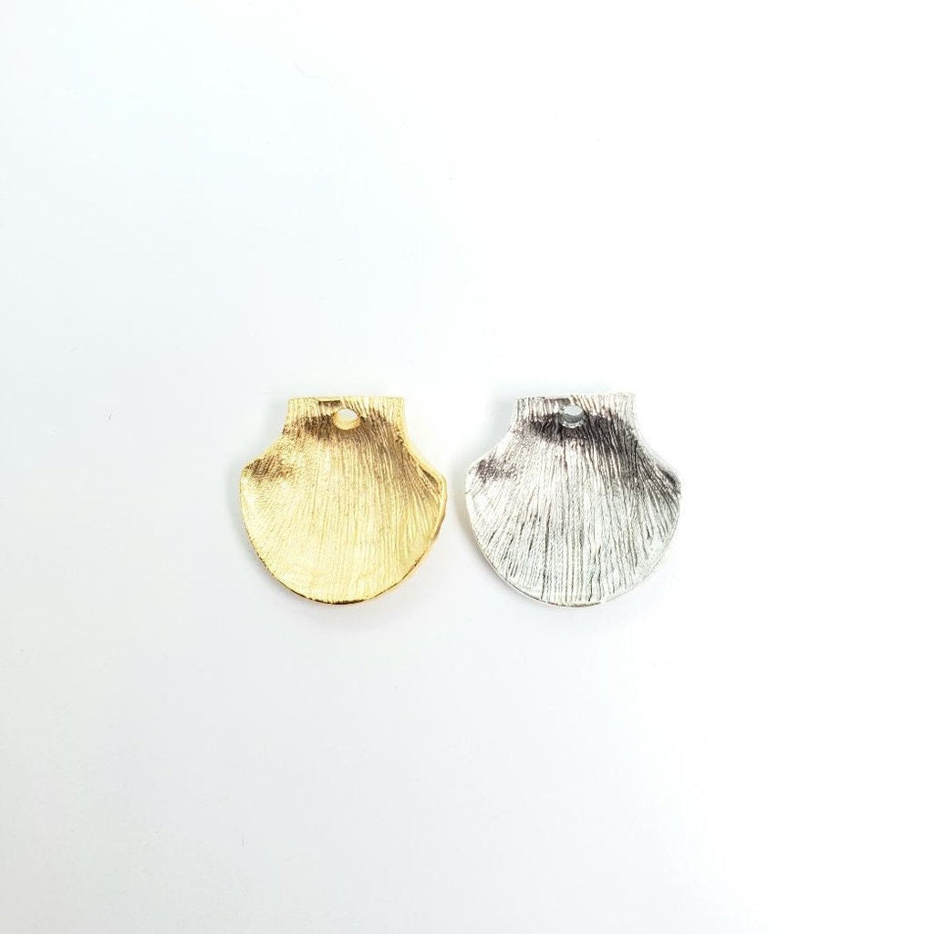 Pewter 1 Inch Textured Shell Pendant Charm Gold Color Silver
