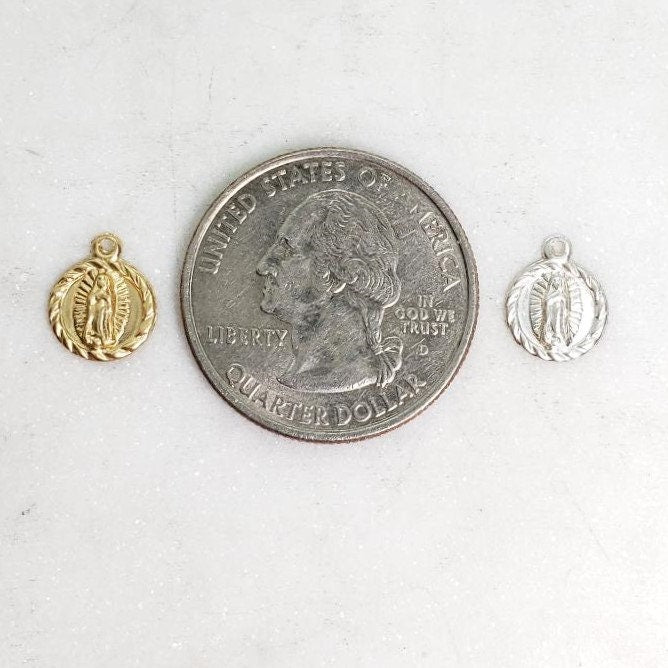 10mmx8mm Sterling Silver or 14K Gold Filled Mini Thin or Our Lady