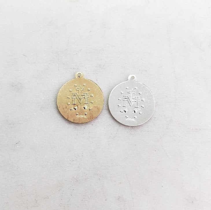15mmx17mm Sterling Silver or 14K Gold Filled or Virgin Mother Mary Round