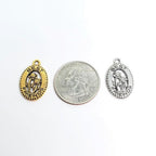 Pewter 1 Best Friends Oval in Gold or Silver Flowers Pendant