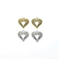 Pewter 2 Dotted Beaded Heart Charm in Antique Gold or Antique (2pc)
