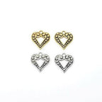 Pewter 2 Dotted Beaded Heart Charm in Antique Gold or Antique (2pc)