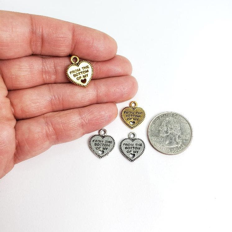 Pewter From the Bottom of My Heart Cutout Heart with Loop (2pc)
