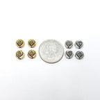 Pewter Round Flat Layered Swirl Heart Design Bead Love Antique (4pc)