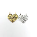 Pewter 1 Set Best Friends Half Hearts Antique Gold Antique (2pc)